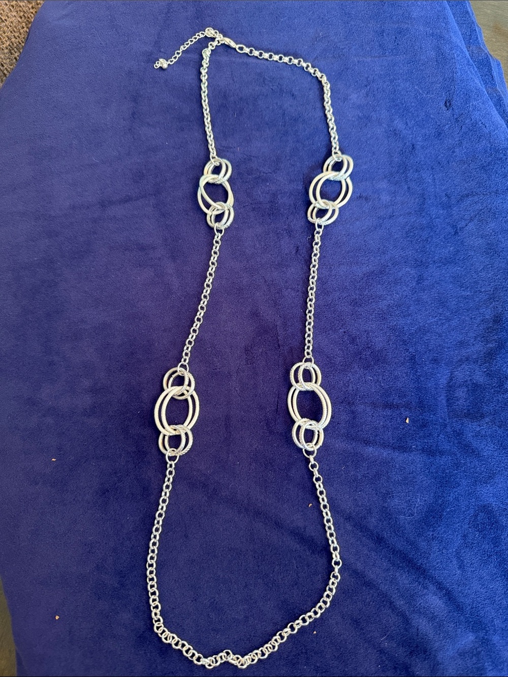 Silver Multi-Ring Long Fashion Necklace